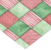 Nappe Couverture Patchwork Carreaux Rustique Rouge Vert (Angle)