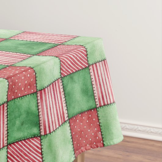 Nappe Couverture Patchwork Carreaux Rustique Rouge Vert (In Situ)