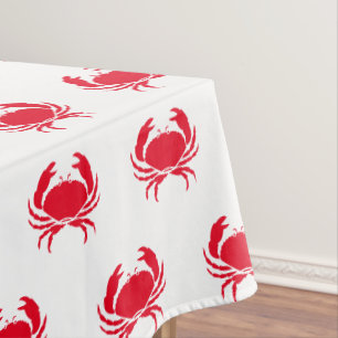 Nappe Crabes rouge blanc motif moderne côte