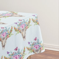 Crâne animal Boho avec papillons et fleurs