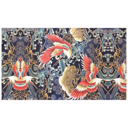 Nappe CRANES DE VOL, VAGUES, FLEURS DE PRINTEMPS Japonai (Devant (Horizontal))
