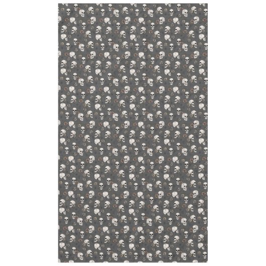 Nappe Crânes gothiques gris foncé et Halloween Rose (Devant)