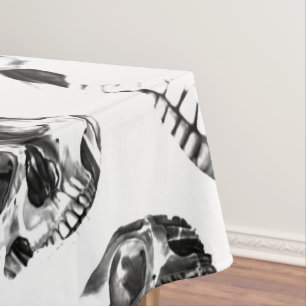 Nappe Crânes Noir & Blanc Squelette Motif d'Art de Crâne