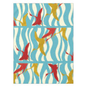 NAPPE CRANES ROUGES JAUNES VOLANT SUR DES VAGUES BLANCHE (Devant)