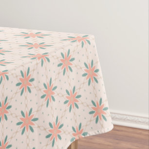 Nappe Crème, Pêche et Sage Green boho motif floral