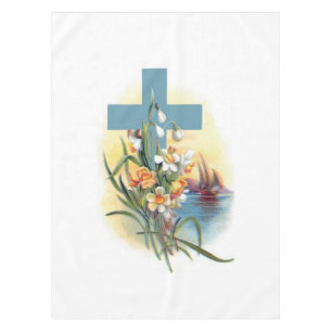 Nappe Croix Bleue Aux Fleurs Et Bateaux