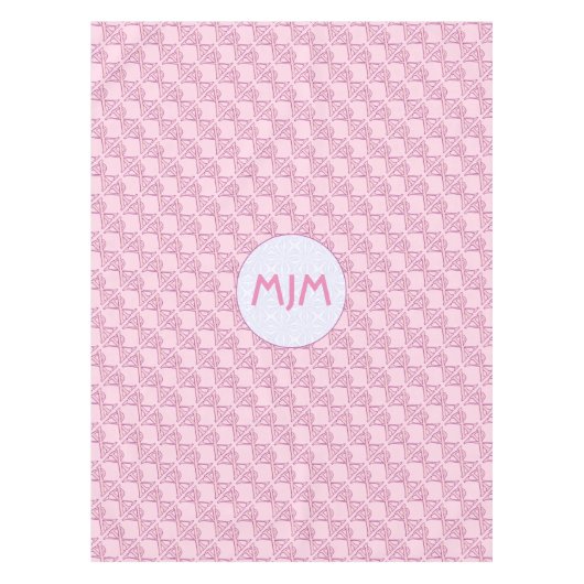 Nappe Croix Chi Ro rose carrelée avec initiales (Devant)