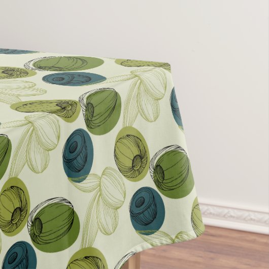 Nappe Croquis vert Olive Dessin Cuisine Motif (In Situ)