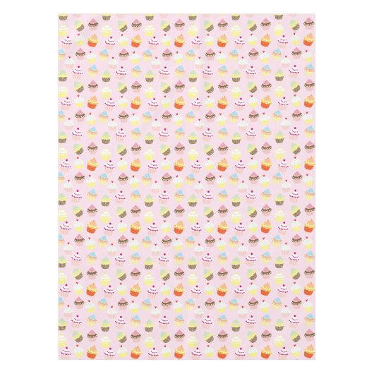NAPPE CUPCAKES MOTIF ROSE TABLECLOTH (Devant)