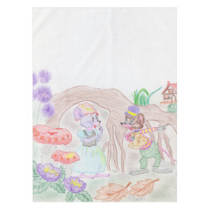 Nappe Custom Kids Artwork, deux mignonnes souris, fleurs