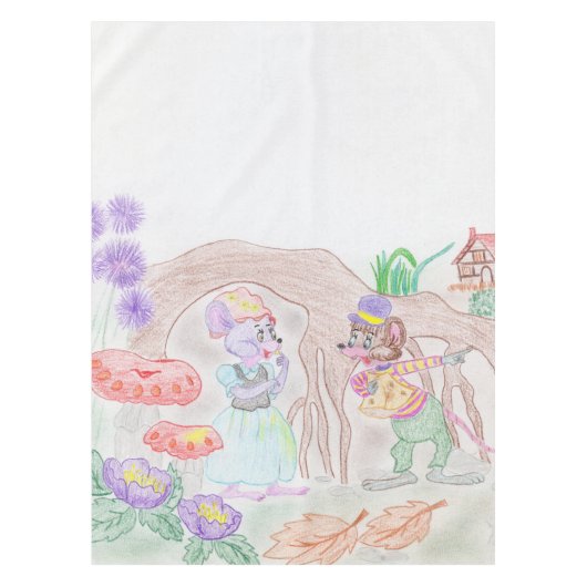 Nappe Custom Kids Artwork, deux mignonnes souris, fleurs (Devant)