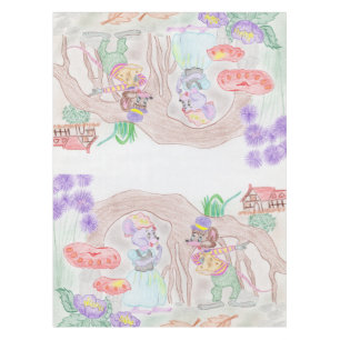 Nappe Custom Kids Artwork, deux mignonnes souris, fleurs