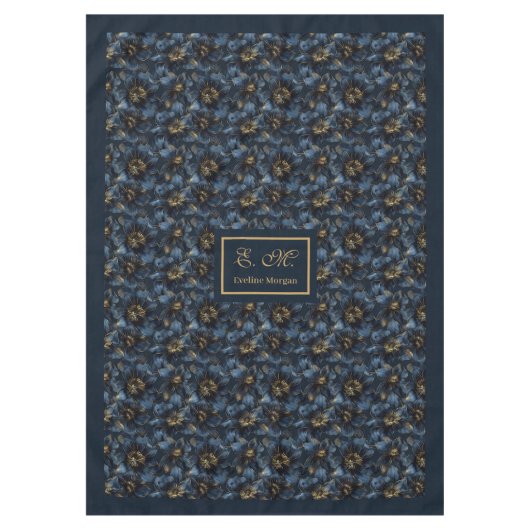 Nappe Custom Name Minimalist Navy Gold Tablecloth Chic  (Devant)