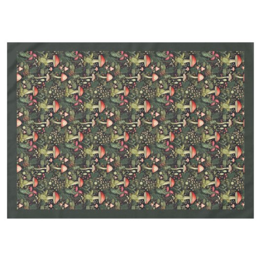 Nappe Custom Nature Tablecloth Mushrooms in Warm Hues (Devant (Horizontal))