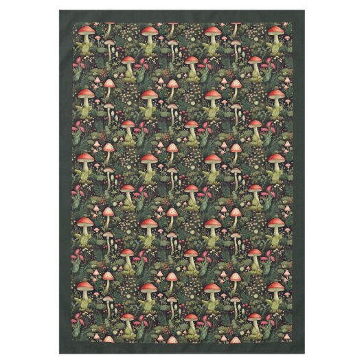 Nappe Custom Nature Tablecloth Mushrooms in Warm Hues (Devant)