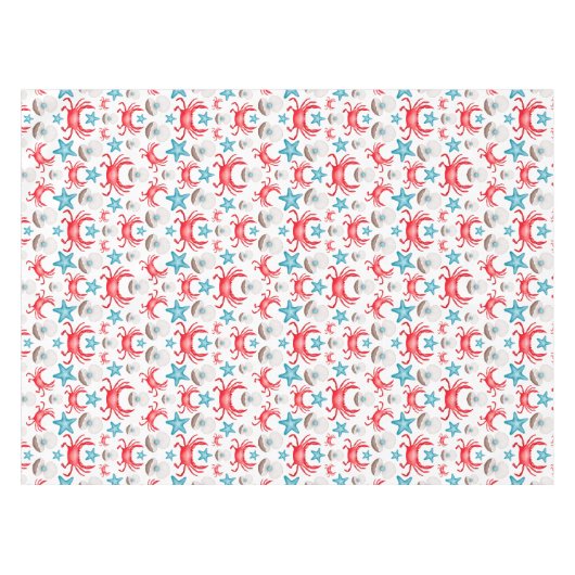 Nappe Cute Blue Coastal Seaside Crab & Shell Motif (Devant (Horizontal))