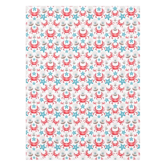 Nappe Cute Blue Coastal Seaside Crab & Shell Motif (Devant)