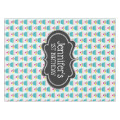 Nappe Cute Blue Cupcake avec Kawaii Face Anniversaire (Devant (Horizontal))