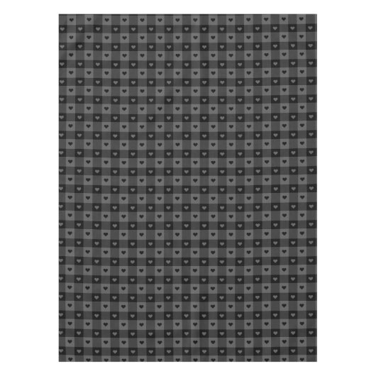 Nappe Cute Buffalo Plaid Avec Coeurs Noir Gris Rustique (Devant)