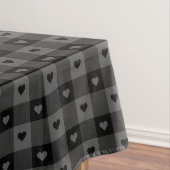 Nappe Cute Buffalo Plaid Avec Coeurs Noir Gris Rustique (In Situ)