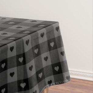 Nappe Cute Buffalo Plaid Avec Coeurs Noir Gris Rustique
