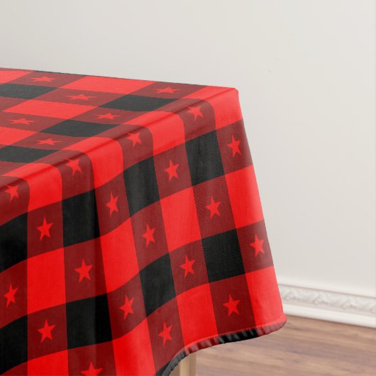 Nappe Cute Buffle Plaid Avec Étoiles Noir & Rouge Rustiq (In Situ)