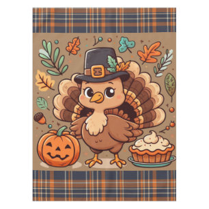 Nappe Cute caricature Thanksgiving dinde et citrouille