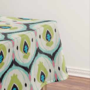 Nappe Cute couleur rose vert blanc ikat motifs tribaux