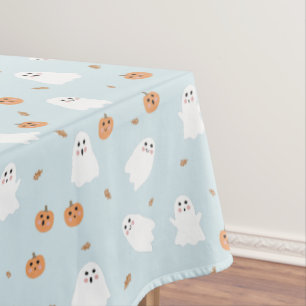 Nappe Cute Fantôme et Citrouille Motif d'Halloween bleu