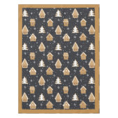 Nappe Cute Gingerbread Village Fir Trees Bleu Noël (Devant)