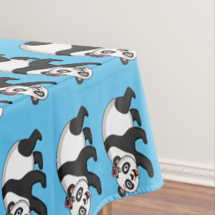 Nappe Cute happy panda bear with flower cartoon
