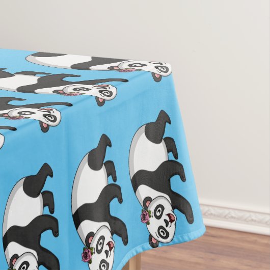 Nappe Cute happy panda bear with flower cartoon (In Situ)