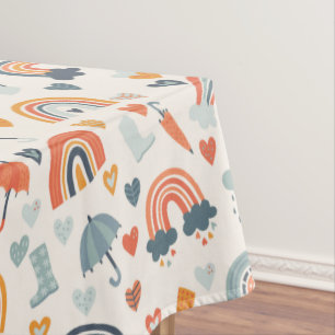 Nappe Cute Orange Blue Spring Rainbow Clouds Motif