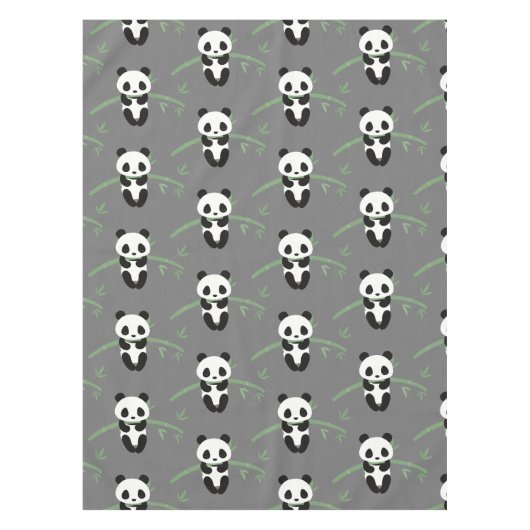 Nappe Cute Panda Bear Bambou Motif Gris (Devant)
