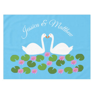 Nappe Cygnes blancs et nénuphars Mariage Personnalisé