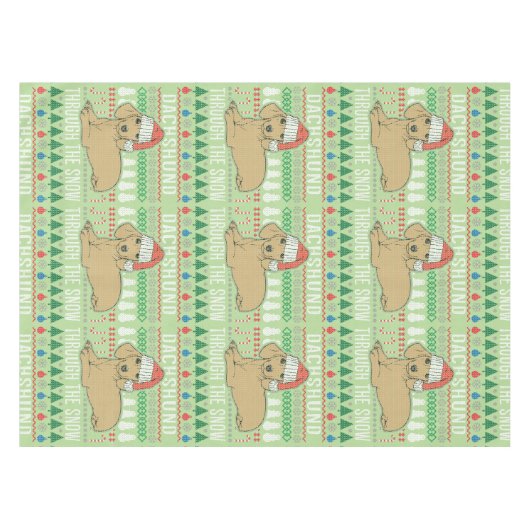 Nappe Dachshund À Travers Le Chandail De Noël Laide Neig (Devant (Horizontal))