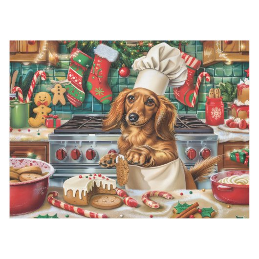 Nappe Dachshund Gîtes : Noël festif (Devant (Horizontal))