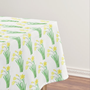 Nappe Daffodiles Jaune Élégante Aquarelle Florale Modern