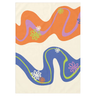 Nappe Daisy Groove Bleu, orange, violet, vert et crème