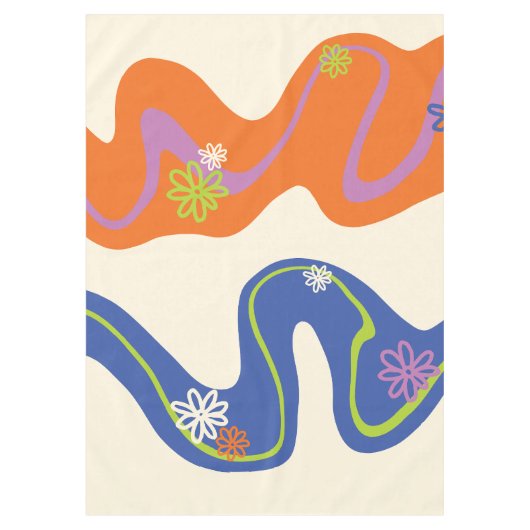 Nappe Daisy Groove Bleu, orange, violet, vert et crème (Devant)
