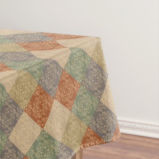Nappe Damask Blocs d'automne Vert Orange Khaki (In Situ)