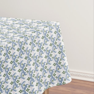 Nappe damassé bleu et vert ornement pointillisme