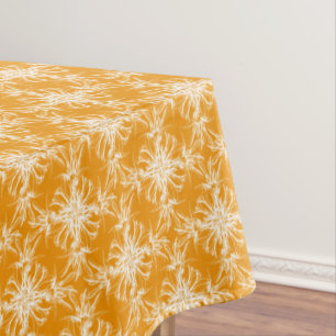 Nappe Damassé florale orange et blanche de mandarine