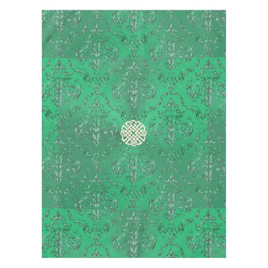 Nappe Damassé verte irlandaise avec le noeud de Celtic (Devant)