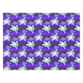 Nappe Dancing Snowmen Bleu Noël (Devant (Horizontal))