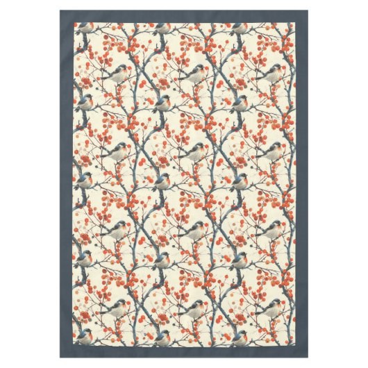 Nappe d'automne de charme aux oiseaux et fleurs (Devant)