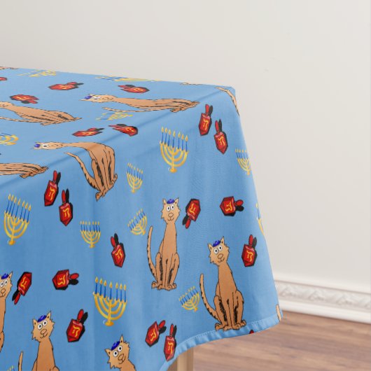 Nappe de bleu de Dreidel de chat de Hanoukka (In Situ)