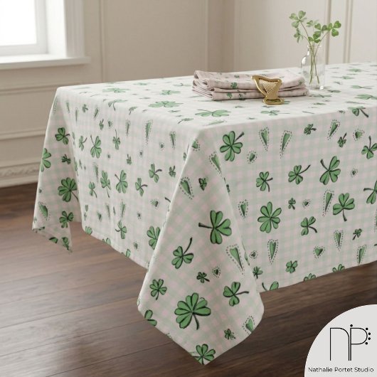 Nappe de la Saint-Patrick à trèfles roses et verts