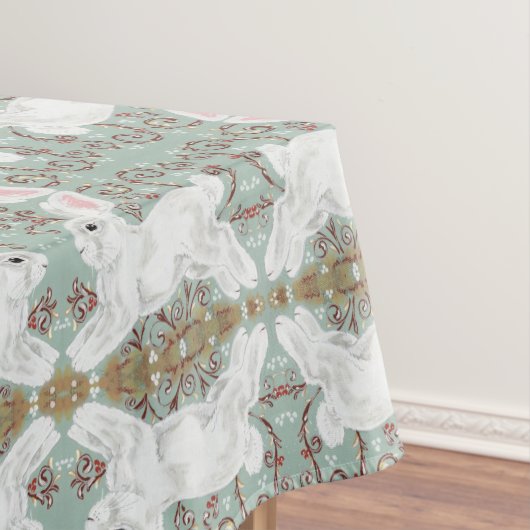 Nappe de lapin blanc Noël Berry Vert doux (In Situ)