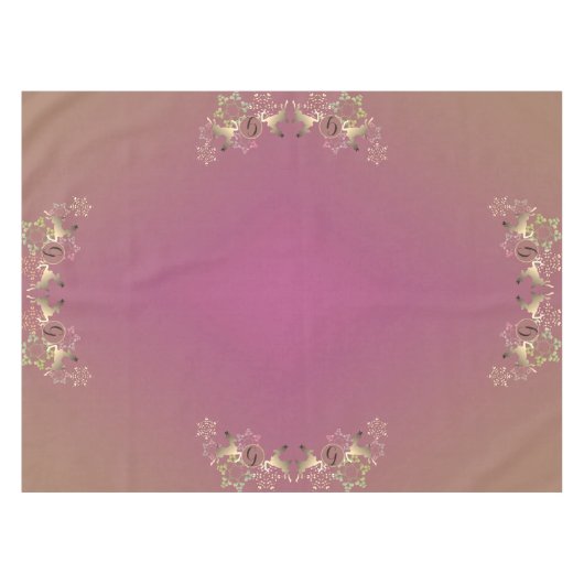 Nappe de monogramme violet de rennes et de flocons (Devant (Horizontal))